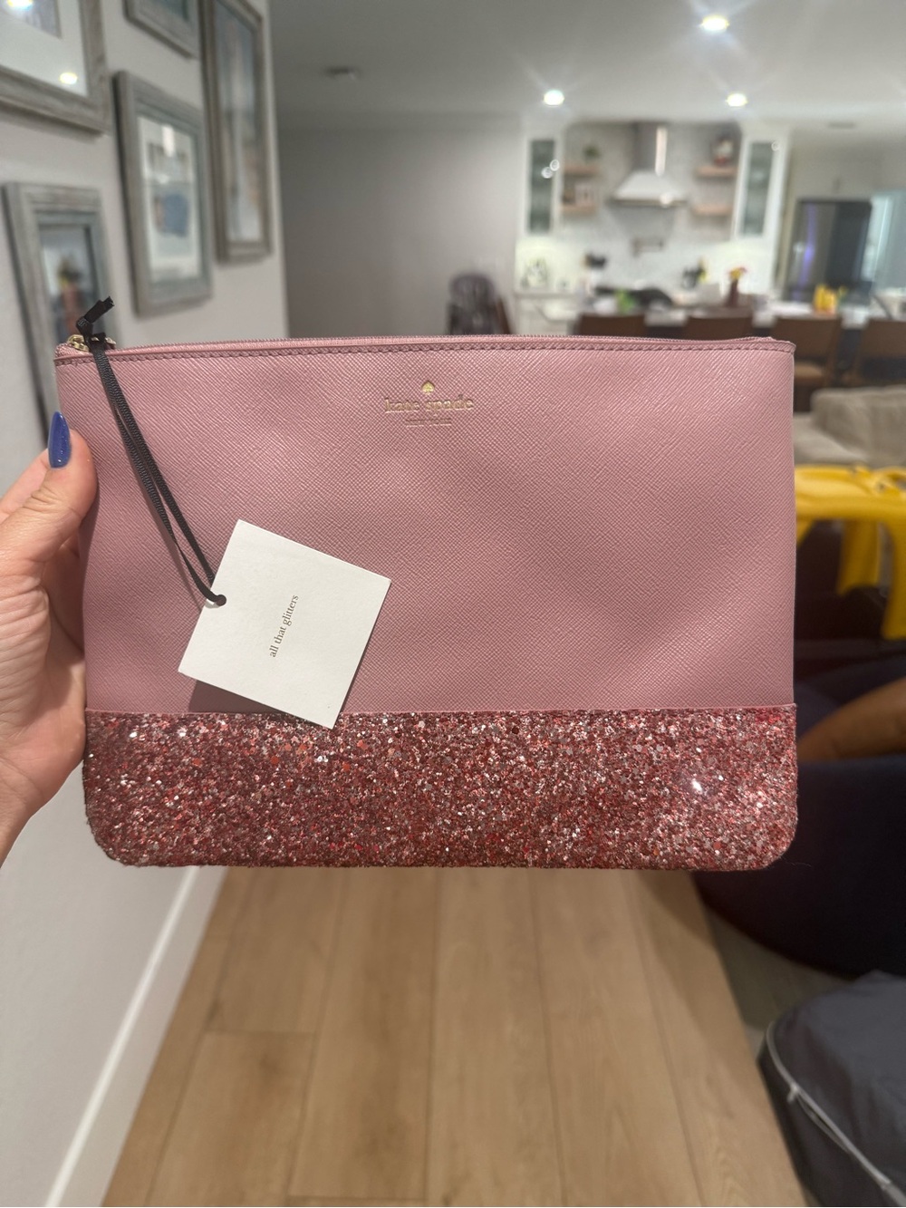 kate spade Pink Glitter-Trim Pouch